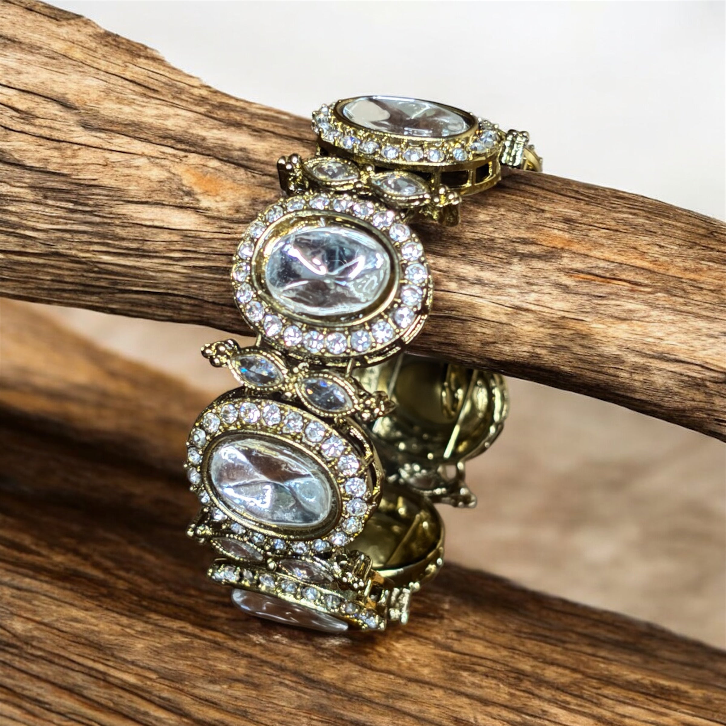 Kundan Bangle-Bracelet (Oval Design)