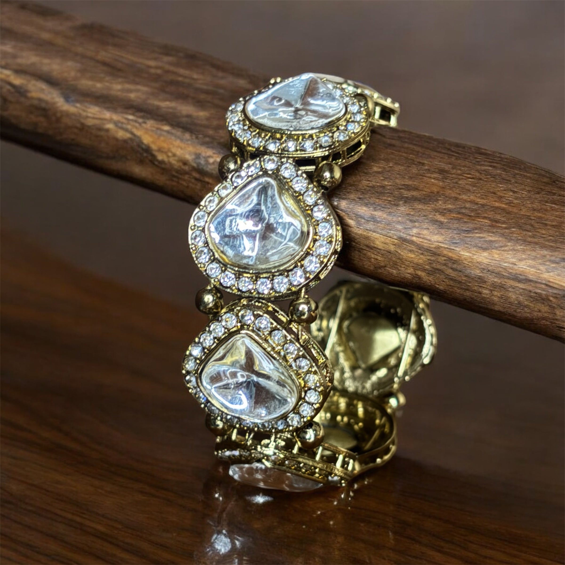Kundan Bangle-Bracelet (Leaf Design)