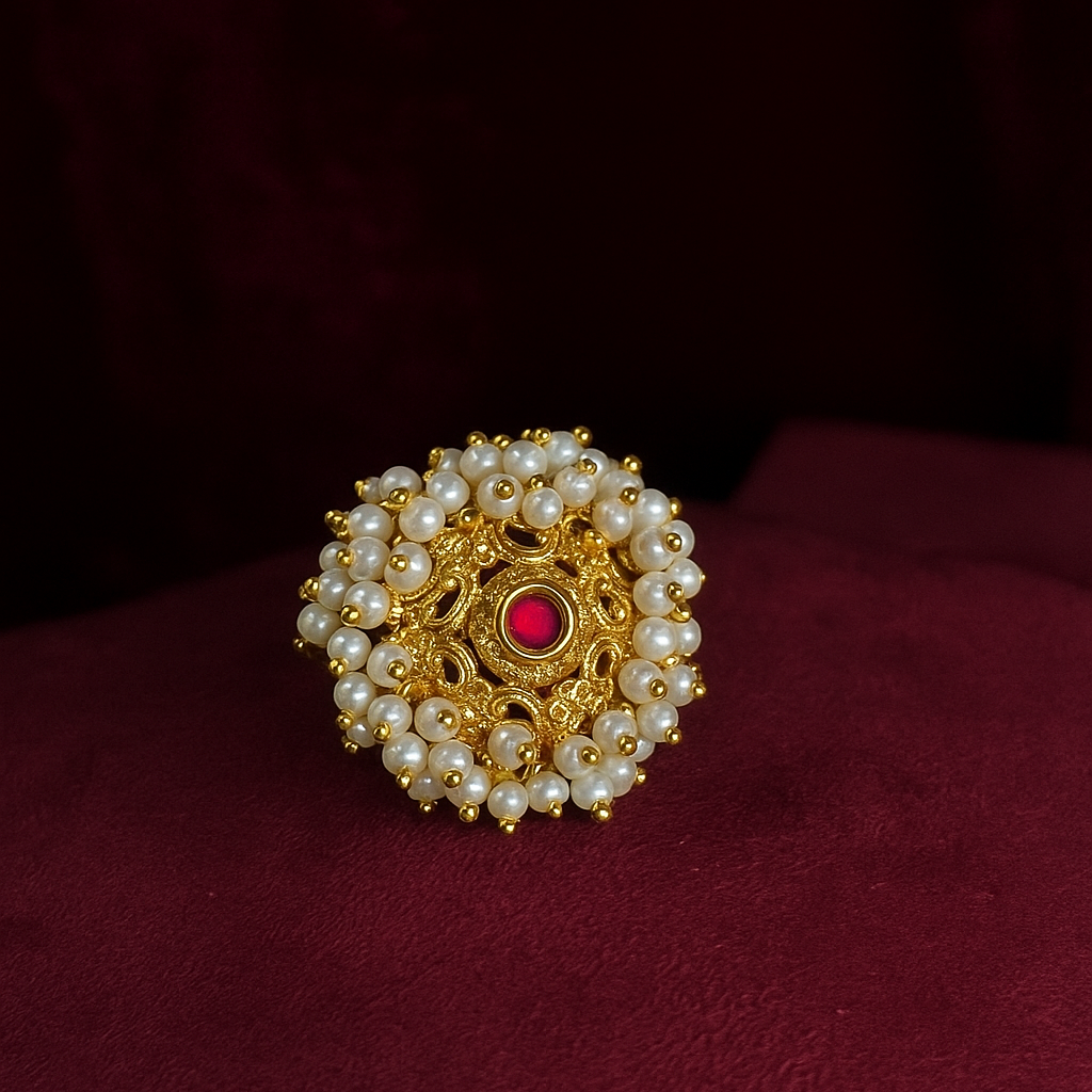 Moti Ring in Pink