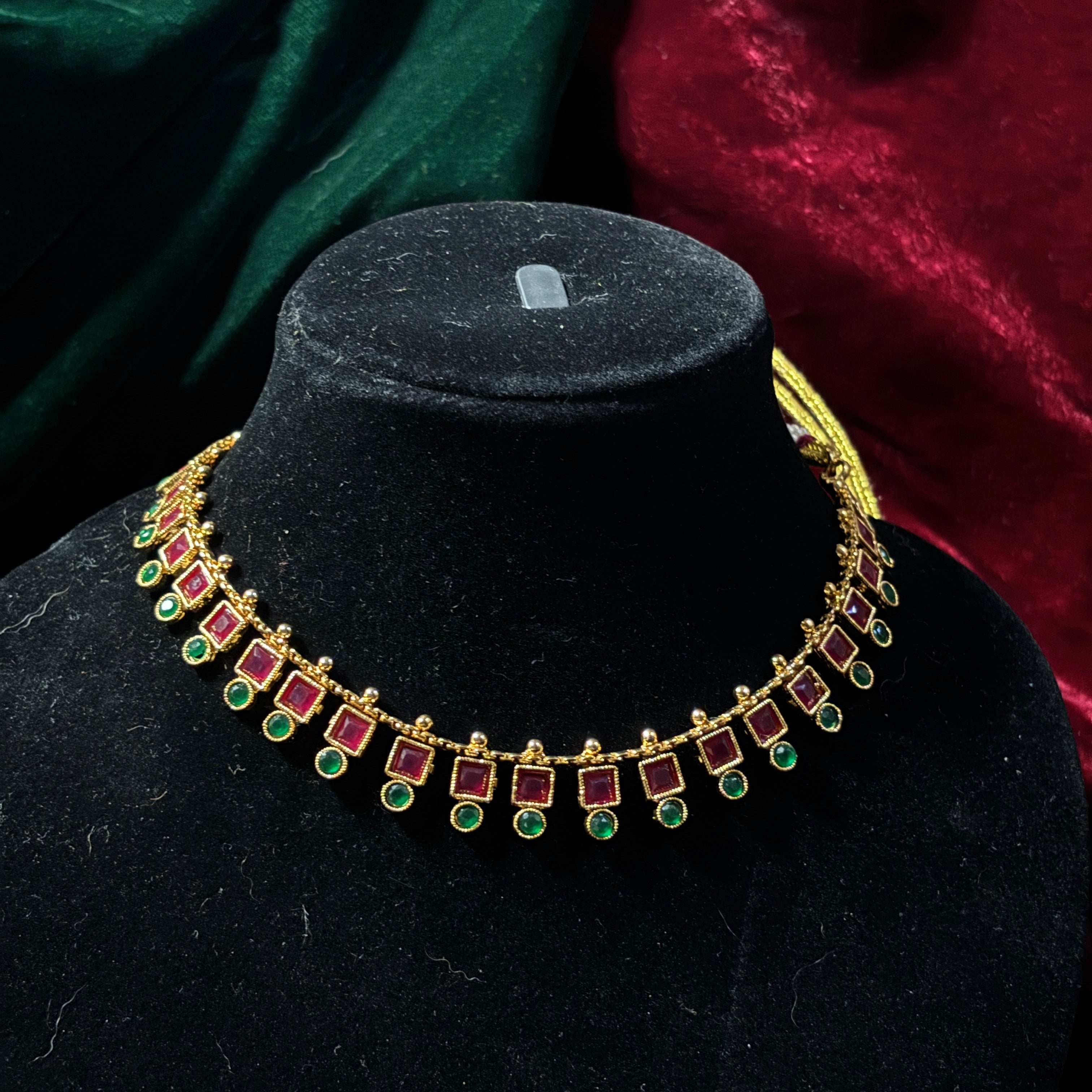 Padma Necklace in Pink & Green