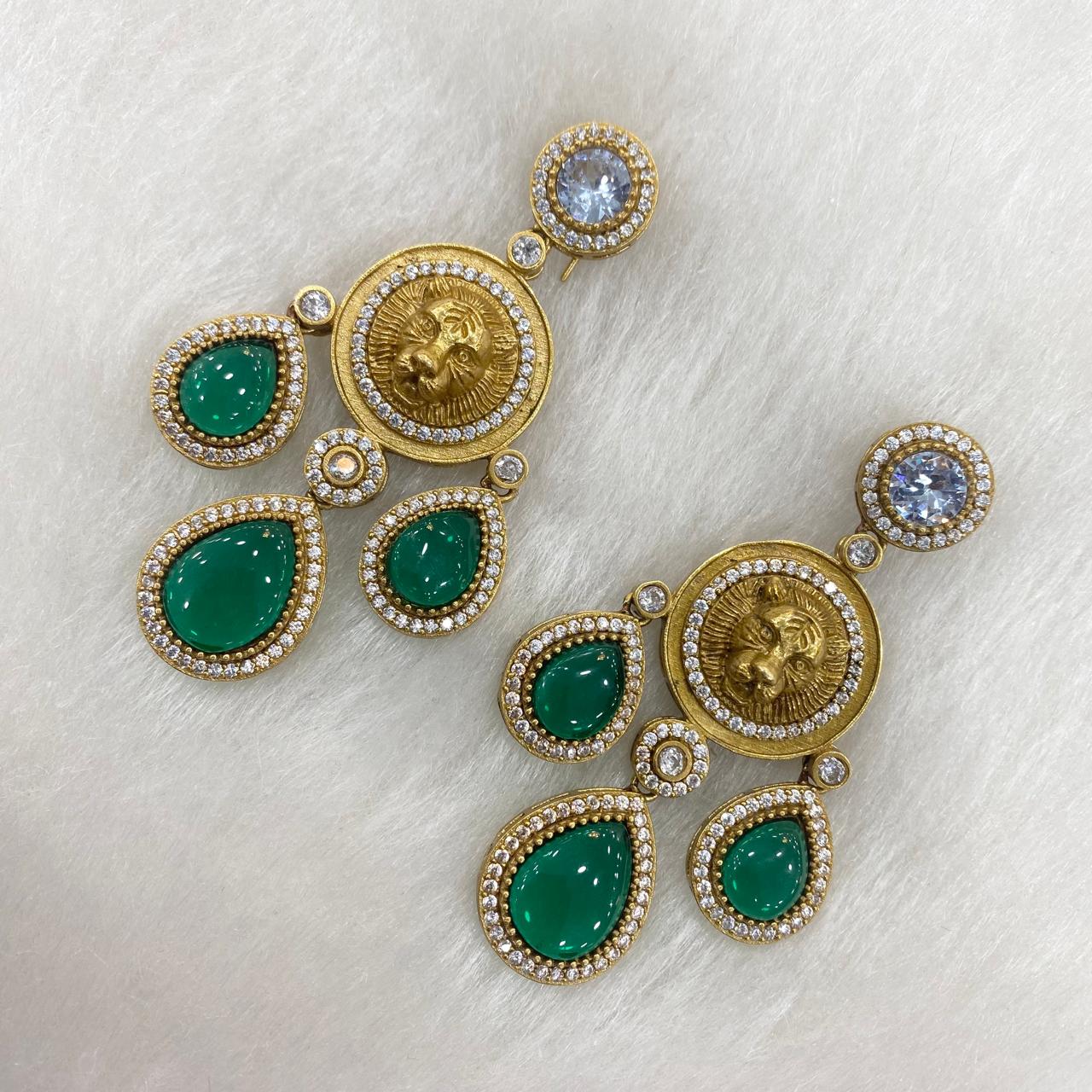 Sabya Statement Earrings in Green