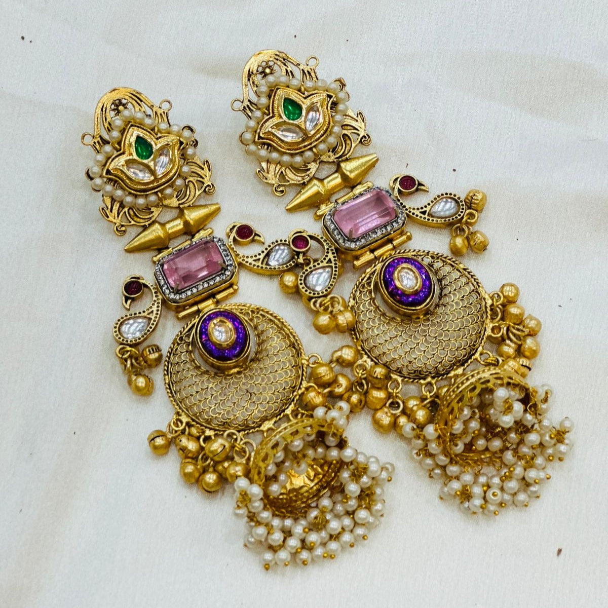 Aara Statement Earrings in Baby Pink
