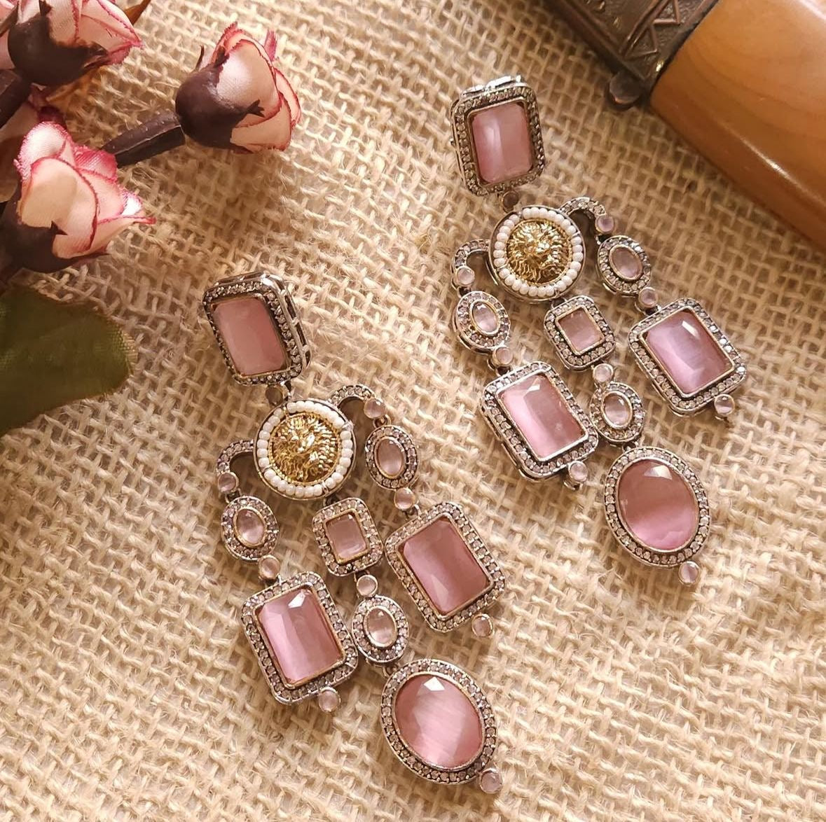 Sabyasachi Statement Earrings in Baby Pink