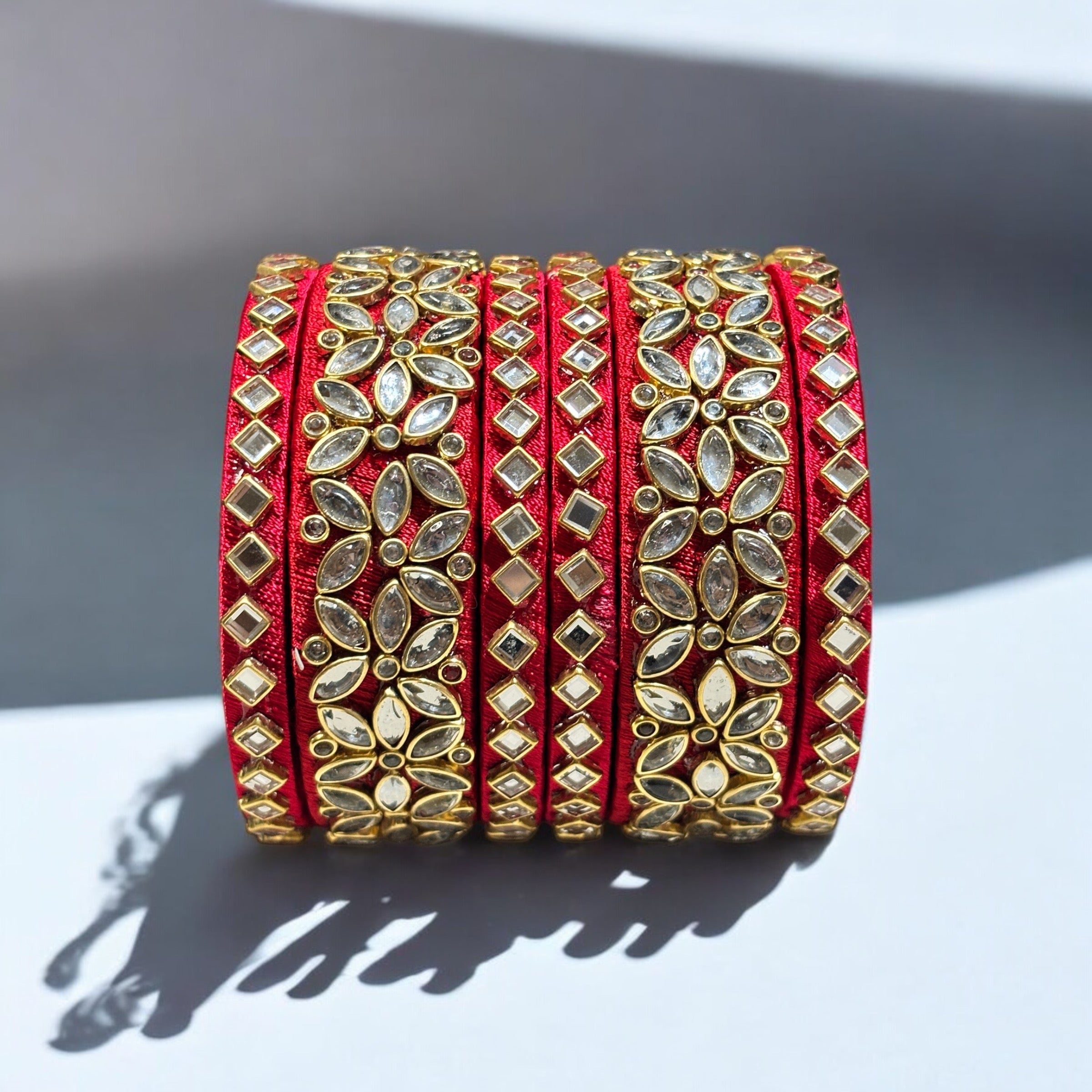Avni Handmade Bangles in Red (Set of 6)