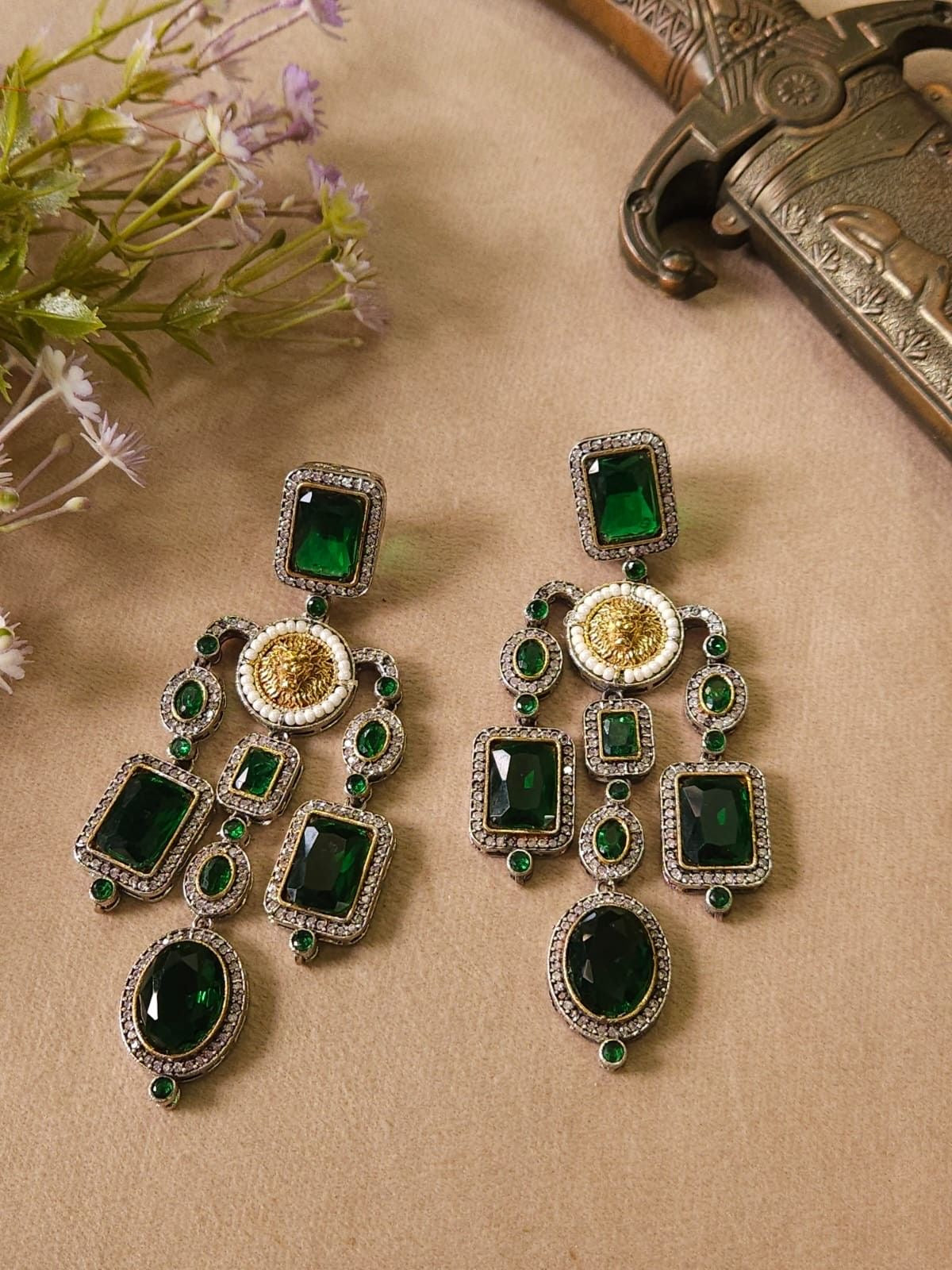 Sabyasachi Statement Earrings in Green
