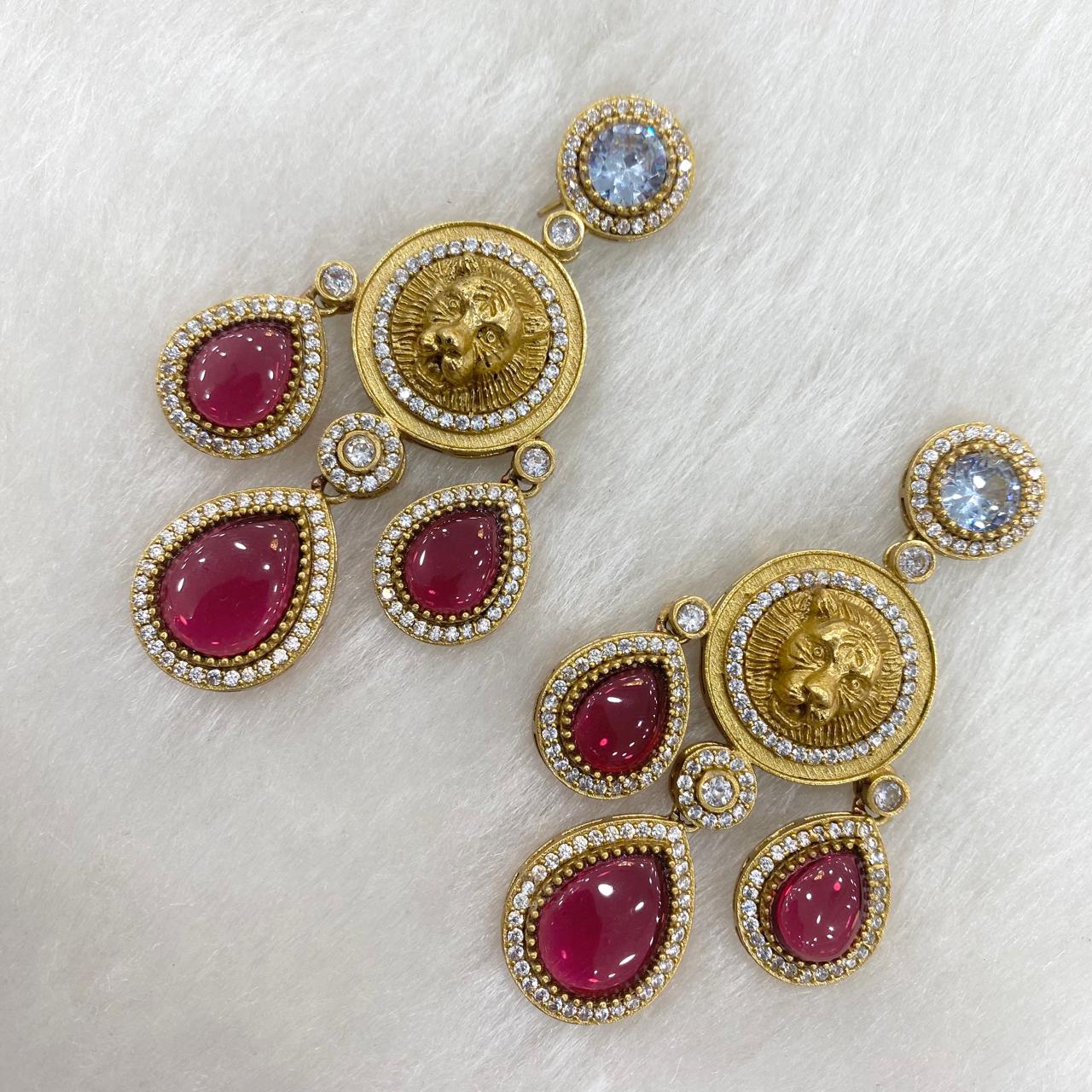 Sabya Statement Earrings in Rani Pink