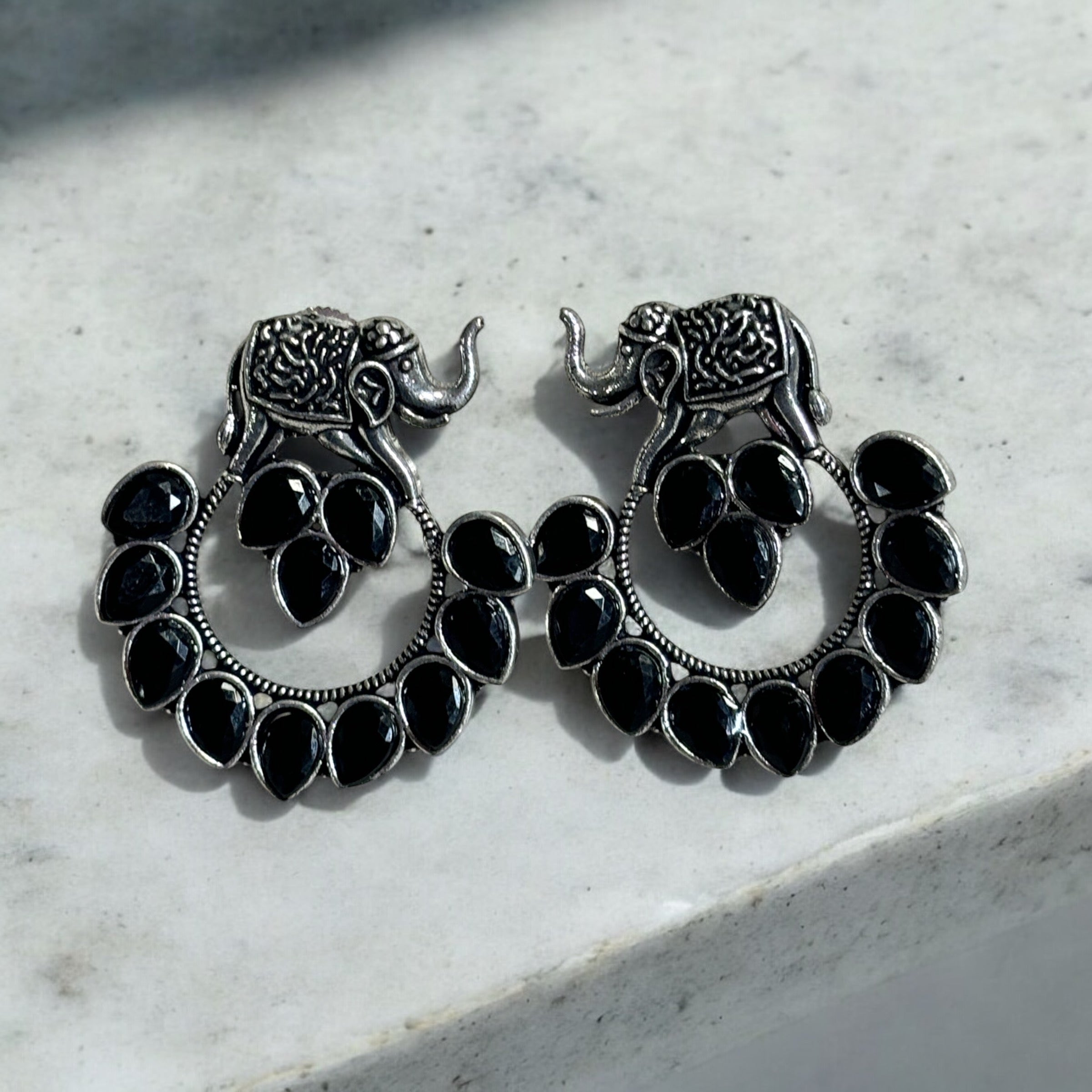 Haathi Earrings in Black