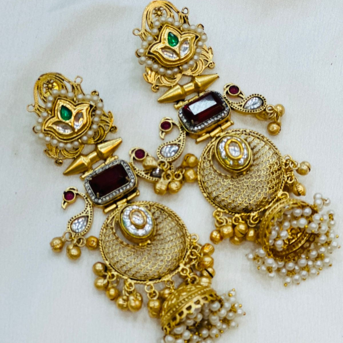Aara Statement Earrings in Red