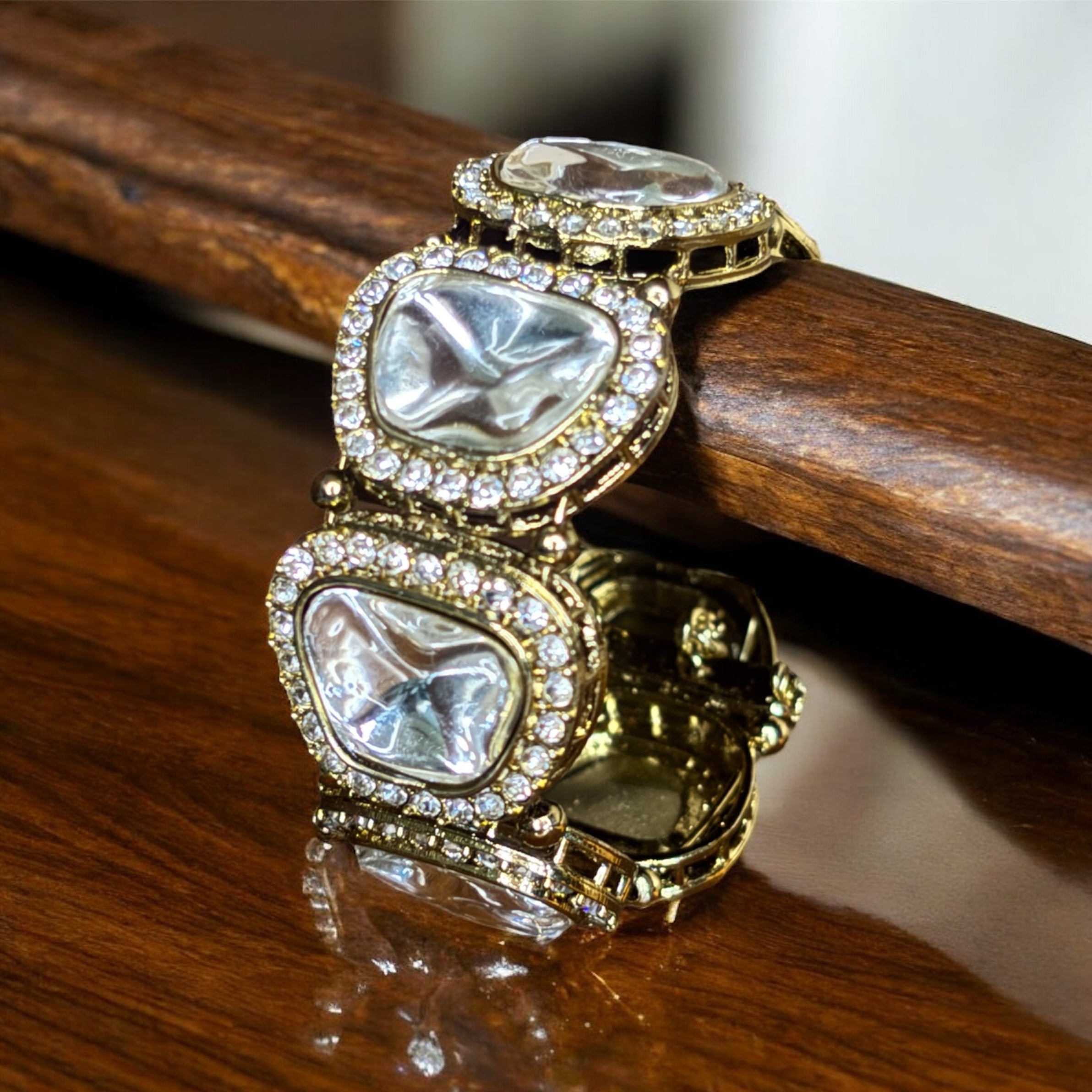 Kundan Bangle-Bracelet (Block Design)