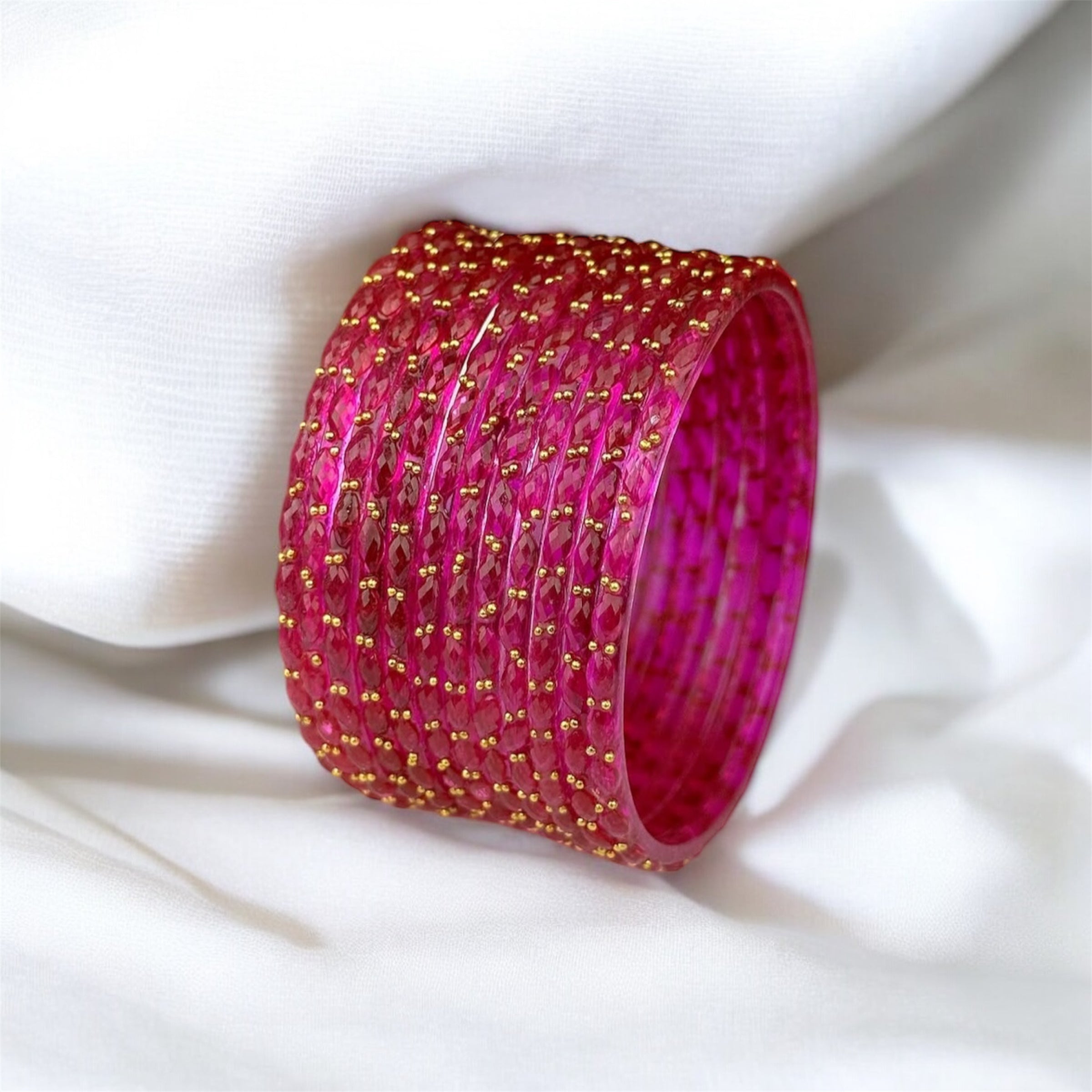 Raindrop Glass Bangles in Pink