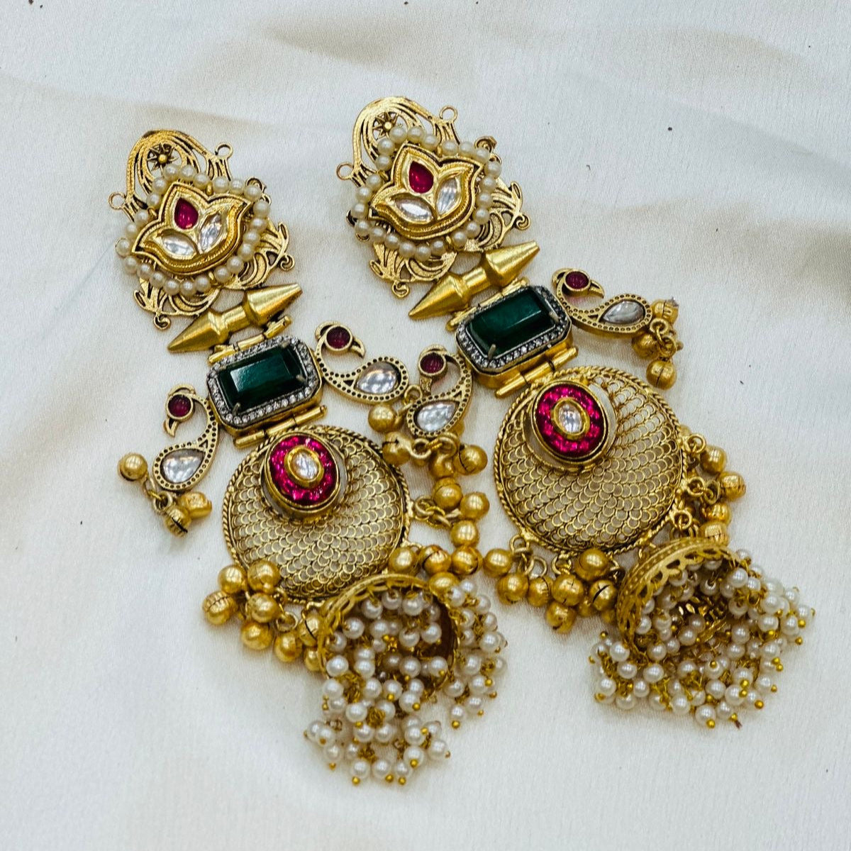 Aara Statement Earrings in Green