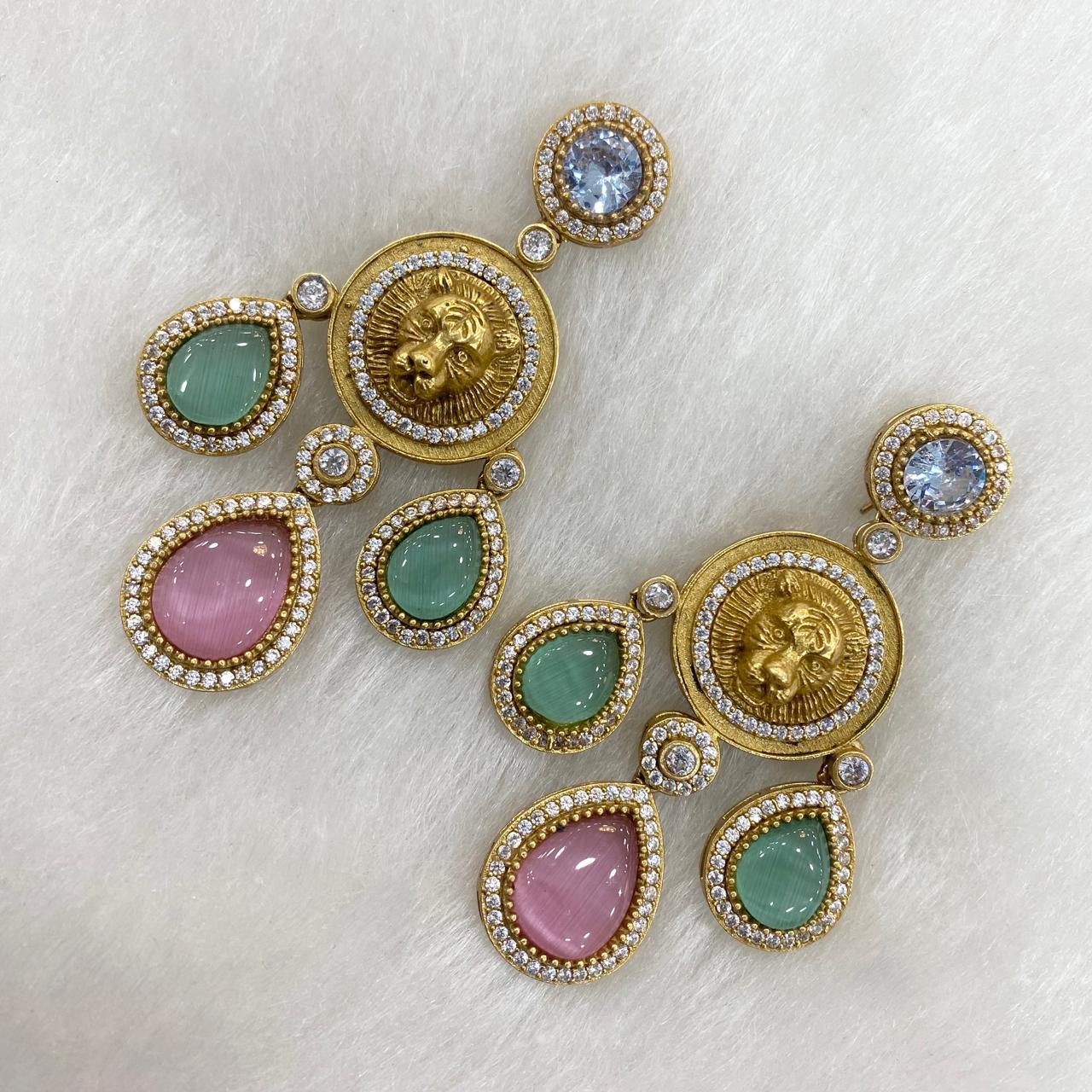 Sabya Statement Earrings in Baby Pink & Mint