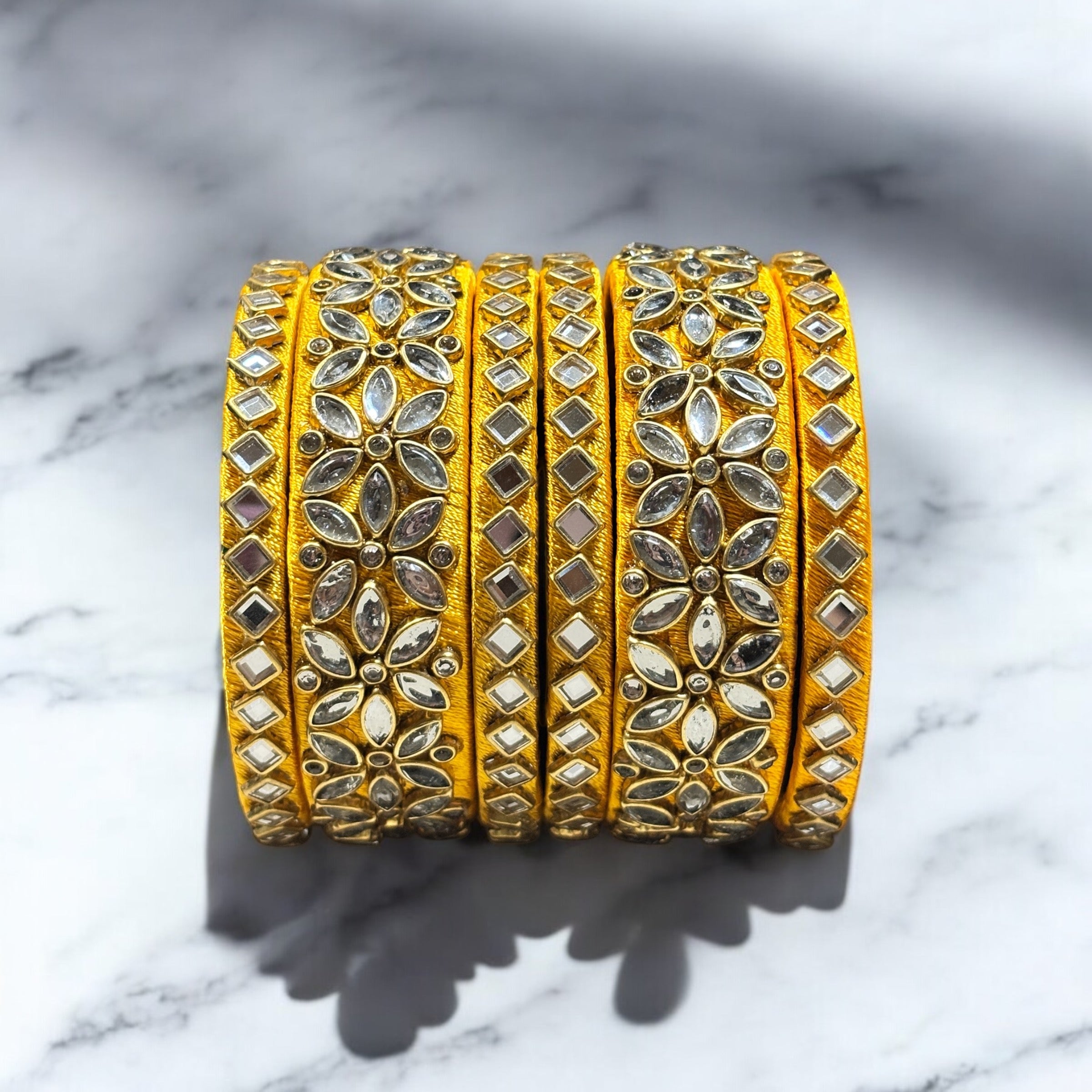 Avni Handmade Bangles in Yellow (Set of 6)