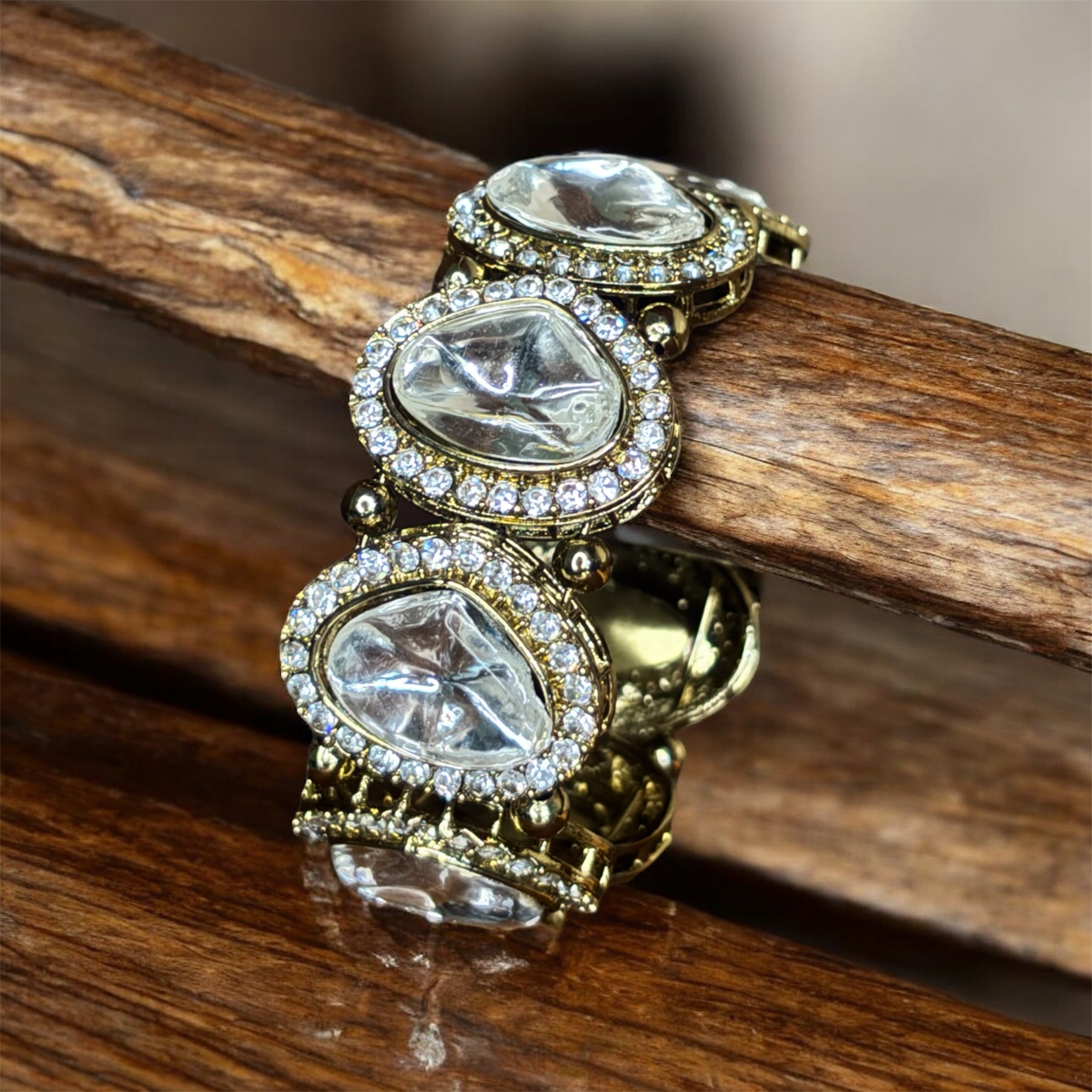 Kundan Bangle-Bracelet (TearDroped Design)